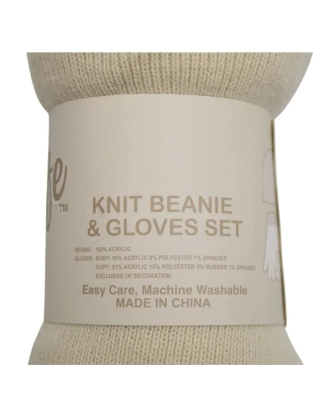 The Easy Life Beige Knit Beanie Hat Gloves Set Unisex Size L XL New